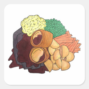 Yorkshire Pudding Sunday Roast UK British Food Square Sticker