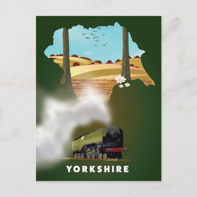 Yorkshire Railway map travel print Postcard (Front)
