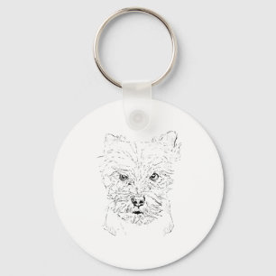 Yorkshire Terrier Art,Minimalist Line Drawing Key Ring