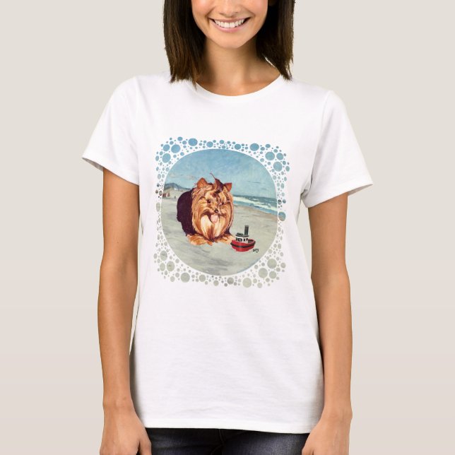 Yorkshire Terrier At the Beach T-Shirt (Front)