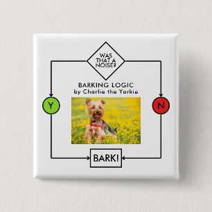 Yorkshire Terrier Barking Logic Custom Name Photo 15 Cm Square Badge