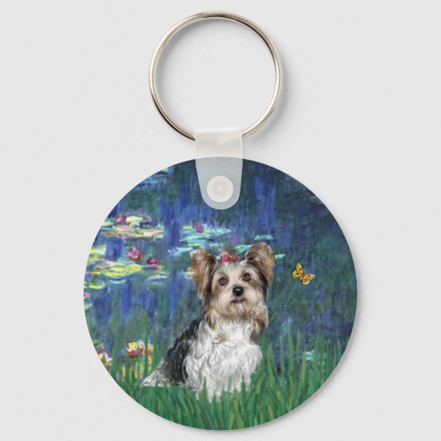 Yorkshire Terrier (Biewer) - Lilies 5 Key Ring (Front)
