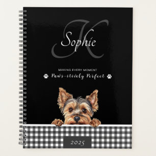 Yorkshire Terrier Black White Plaid Custom  Planner