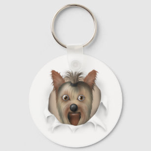 Yorkshire Terrier Busting Out Key Ring