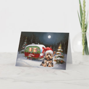Yorkshire Terrier Caravan Christmas Adventure Card