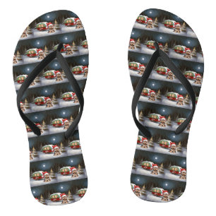 Yorkshire Terrier Caravan Christmas Adventure Jandals
