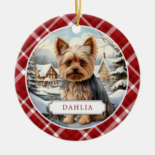 Yorkshire Terrier Ceramic Circle Ornament