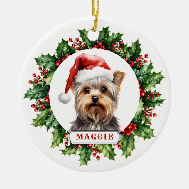 Yorkshire Terrier Ceramic Circle Ornament (Front)