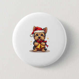 Yorkshire Terrier Christmas Bells 6 Cm Round Badge