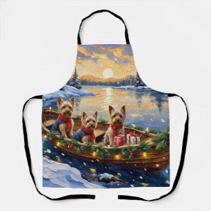 Yorkshire Terrier Christmas Boat Holiday Apron