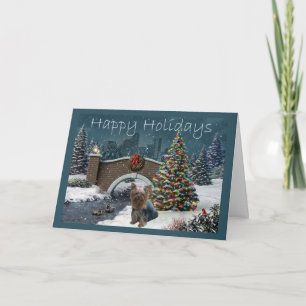 Yorkshire Terrier Christmas Card Evening