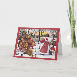 Yorkshire Terrier Christmas Card Santa Bears In Sl
