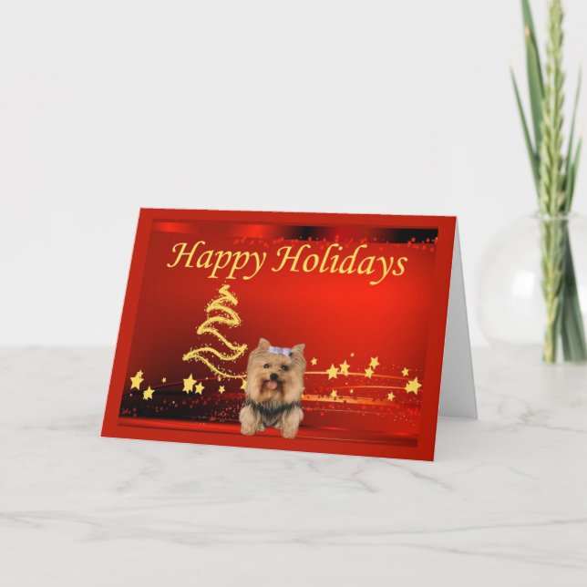 Yorkshire Terrier Christmas Card Stars (Front)