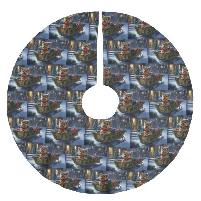 Yorkshire Terrier Christmas Festive Season Brushed Polyester Tree Skirt (Front)