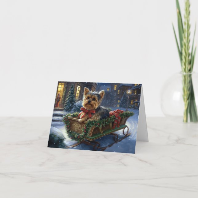 Yorkshire Terrier Christmas Festive Season Card (Front)