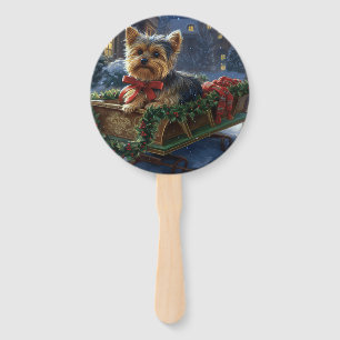 Yorkshire Terrier Christmas Festive Season Hand Fan