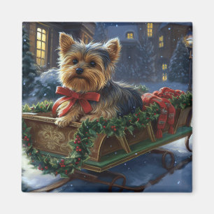 Yorkshire Terrier Christmas Festive Season Magnet