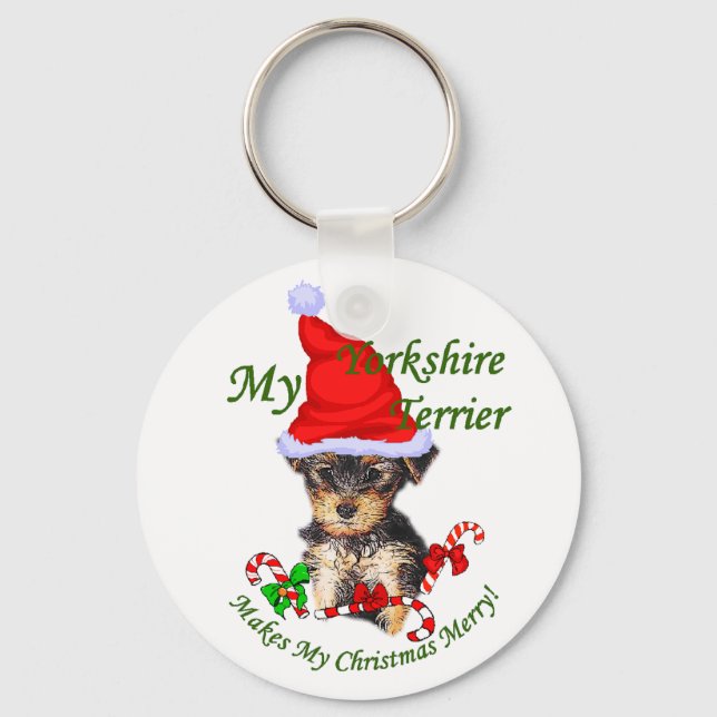 Yorkshire Terrier Christmas Gifts Key Ring (Front)