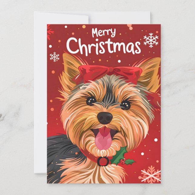 Yorkshire Terrier Christmas Holiday Card (Front)
