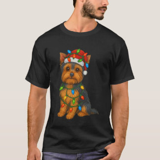 Yorkshire Terrier Christmas Lights Dog Lover Xmas T-Shirt