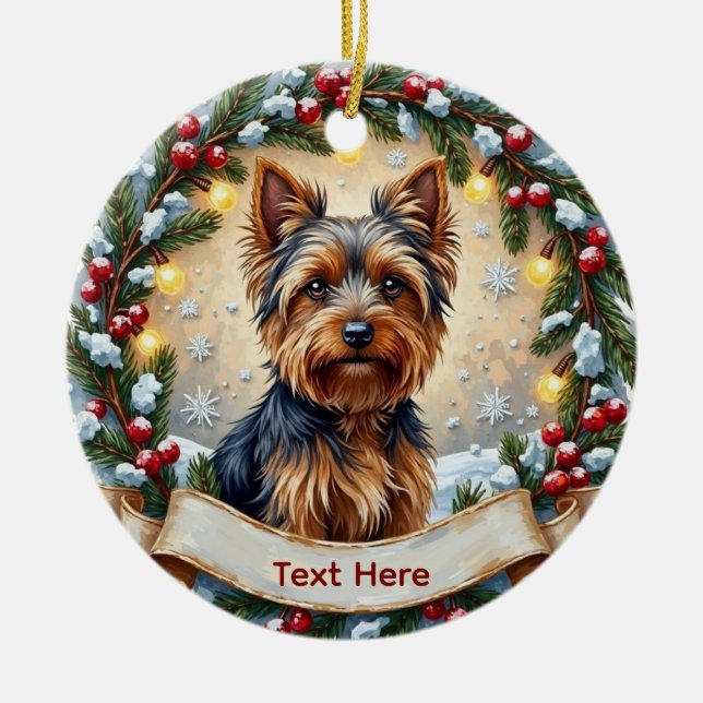 Yorkshire Terrier Christmas Ornament (Front)