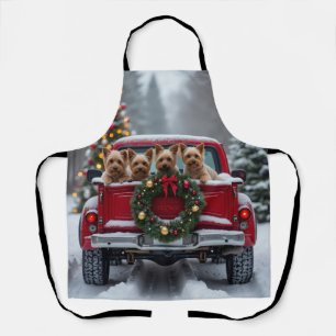 Yorkshire Terrier Christmas Red Truck Holiday Gift Apron