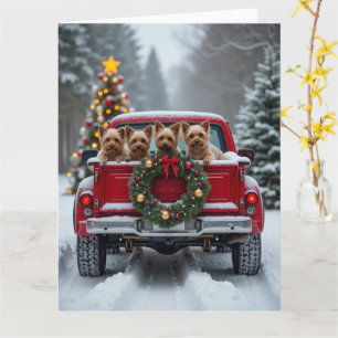 Yorkshire Terrier Christmas Red Truck Holiday Gift Card