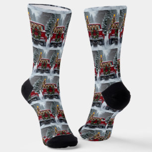 Yorkshire Terrier Christmas Red Truck Holiday Gift Socks