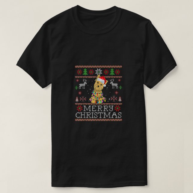 Yorkshire Terrier Christmas Santa Hat Yorkie Dog X T-Shirt (Design Front)