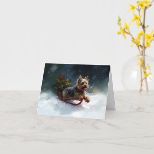 Yorkshire Terrier Christmas snow winter  Card