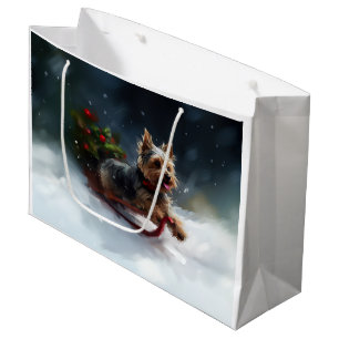Yorkshire Terrier Christmas snow winter Large Gift Bag