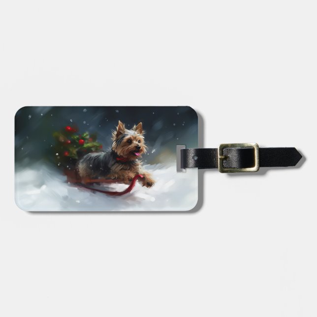 Yorkshire Terrier Christmas snow winter  Luggage Tag (Front Horizontal)