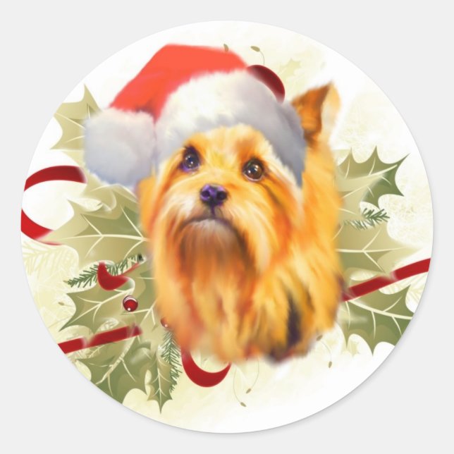 Yorkshire Terrier Christmas Stickers (Front)