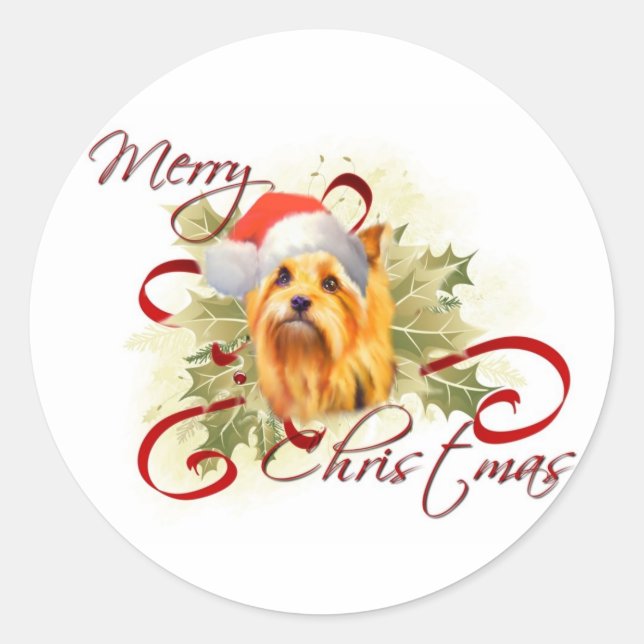Yorkshire Terrier Christmas Stickers (Front)