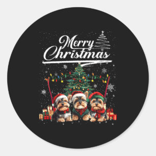 Yorkshire Terrier Christmas Tree Decorations Dog L Classic Round Sticker