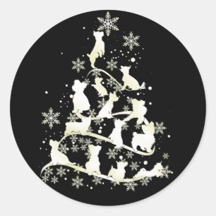 Yorkshire Terrier Christmas Tree Dog Happy Xmas Classic Round Sticker