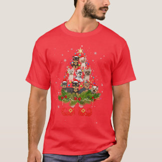 Yorkshire Terrier Christmas Tree Lights Dog Santa  T-Shirt