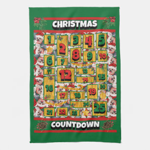 Yorkshire Terrier Countdown Christmas Advent Dog Tea Towel