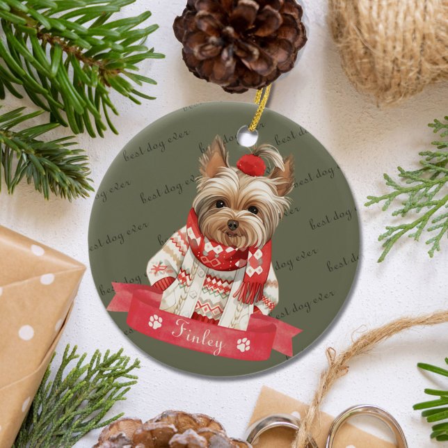 Yorkshire Terrier Custom Christmas Ornament (Creator Uploaded)
