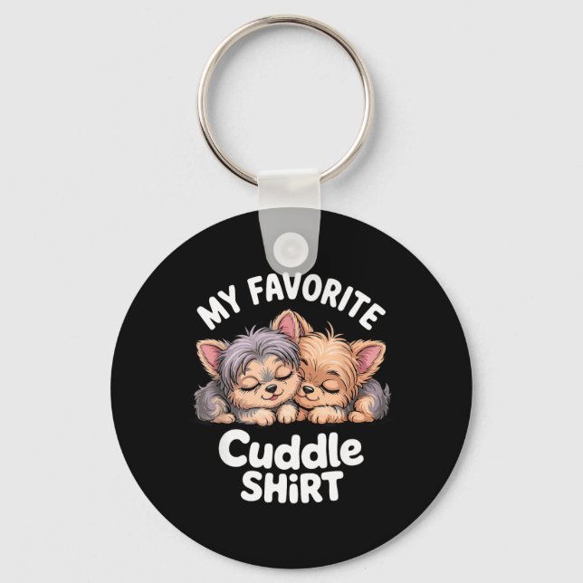 Yorkshire Terrier Cute Sleeng Yorkies Favourite Key Ring (Front)