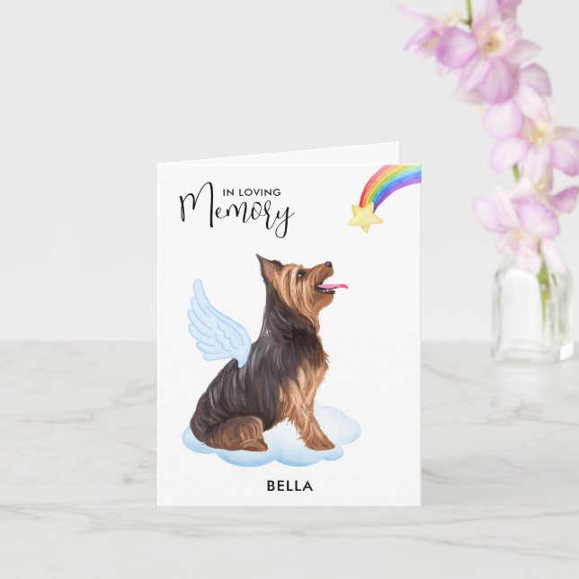 Yorkshire Terrier Dog Angel Pet Loss Sympathy Card (Orchid)