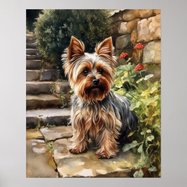 Yorkshire Terrier Dog Art Print Poster (Front)
