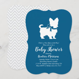 Yorkshire Terrier Dog Baby Shower Blue Boy Invitation