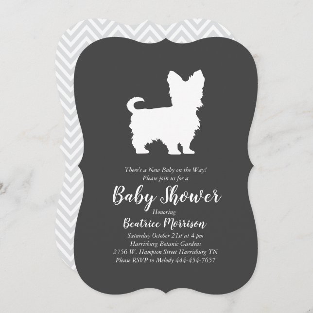 Yorkshire Terrier Dog Baby Shower Gender Neutral Invitation (Front/Back)