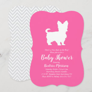 Yorkshire Terrier Dog Baby Shower Pink Girl Invitation