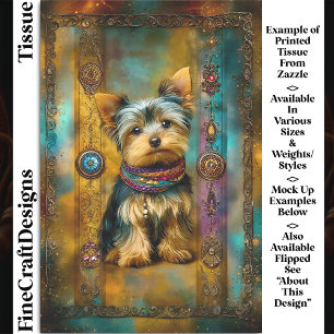 Yorkshire Terrier Dog Baroque Frame DY3L Decoupage Tissue Paper