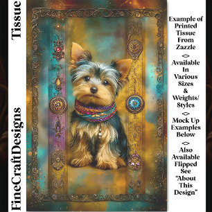 Yorkshire Terrier Dog Baroque Frame DY3R Decoupage Tissue Paper