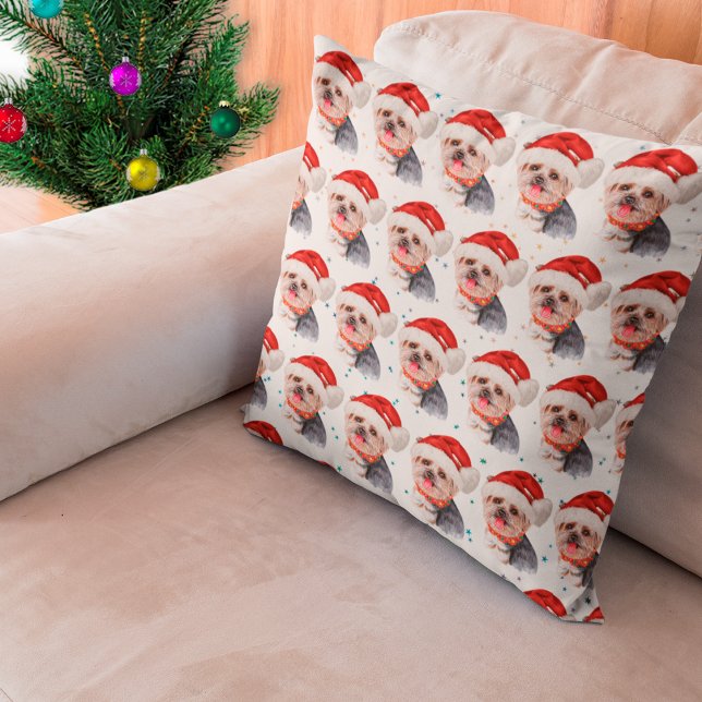 Yorkshire Terrier Dog Breed Christmas Stars Cushion (Creator Uploaded)