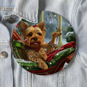 Yorkshire Terrier Dog Christmas Festive 6 Cm Round Badge