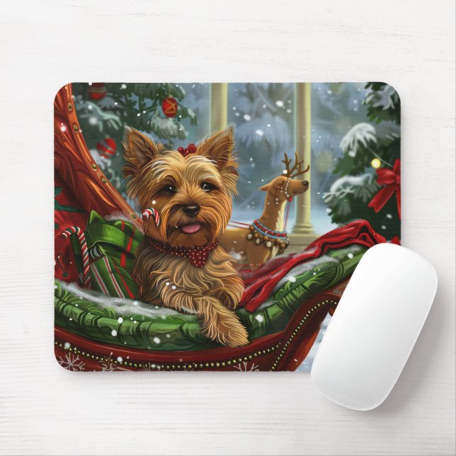 Yorkshire Terrier Dog Christmas Festive Mouse Pad (With Mouse)